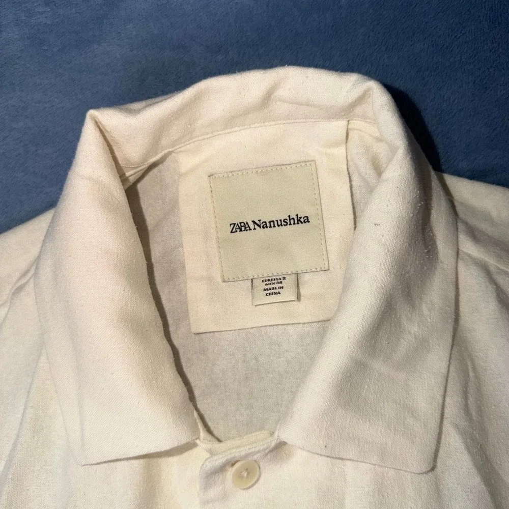 Zara Nanushka cream linen shirt
